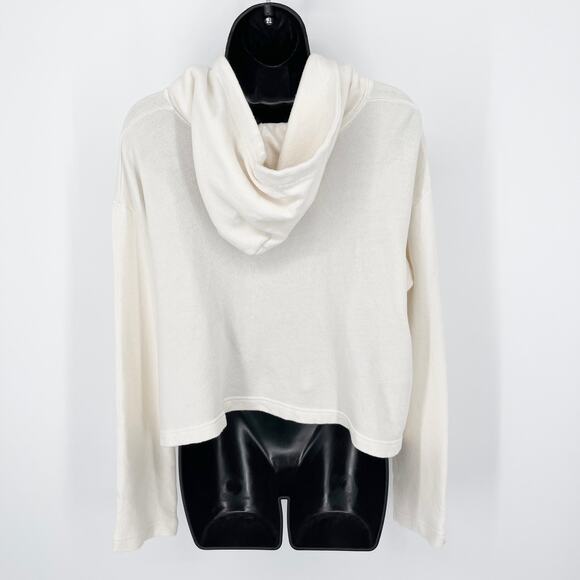 Enza Costa Women's NEW Cropped Hooded Terry Sweatshirt Size M White FT3646 - Picture 4 of 9